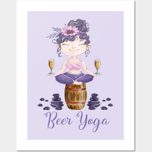 Beer Yoga Pose for Yoga Lovers and Beer Drinkers Posters and Art
